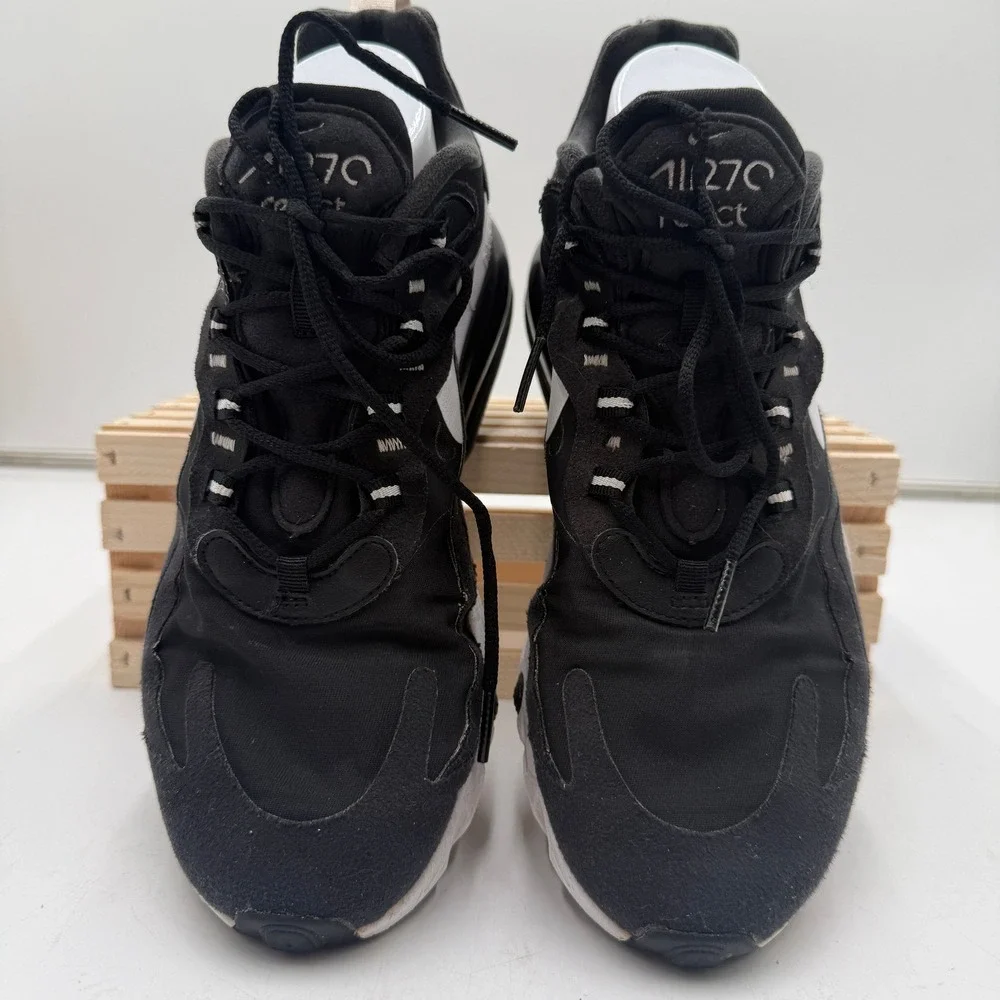 Nike Air Max 270 React Sneakers Black White Mens Athletic Shoes Size‎ 9